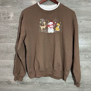 Decorated Originals Christmas Reindeer, Fox, Snowman Sweatshirt Women Sz Large